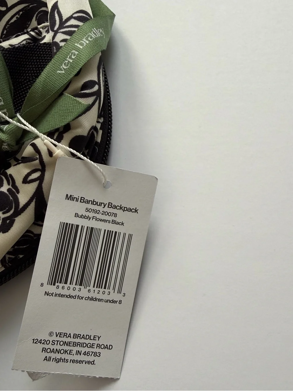 NWT Vera Bradley Mini Banbury Backpack in Bubbly Flowers Black